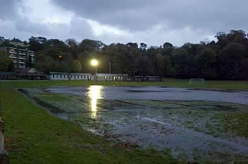 Underhill Park pitch, Mumbles - flooded after heavy rain