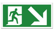 'running man' signs indicate the nearest evacuation route