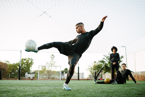 Playing football