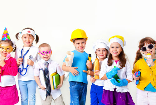 Children playing in fancy dress