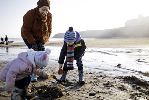 Playing on the beach