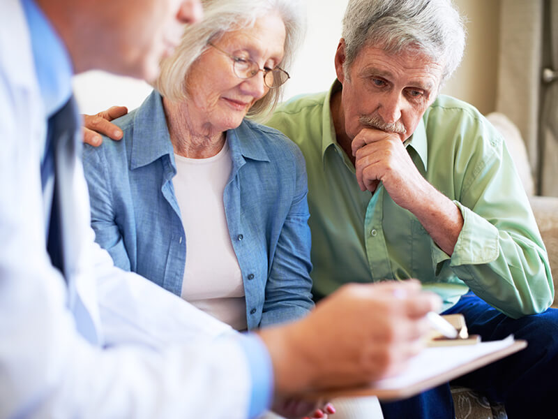 An older couple dealing with difficult news