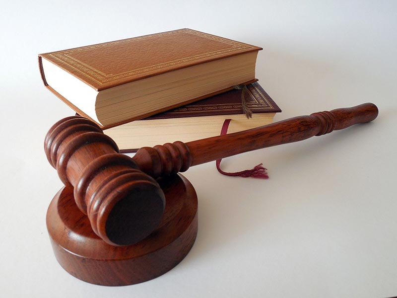 A gavel and law books