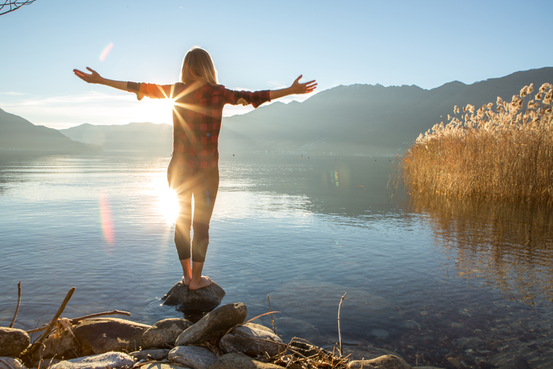 Woman at a lake