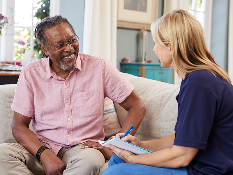 female support worker on a home visit