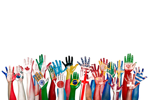 Hands painted like flags