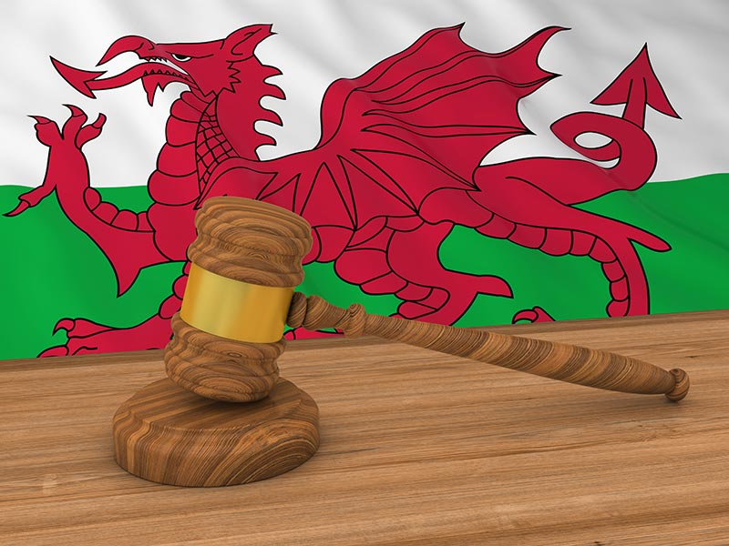 Gavel and welsh flag