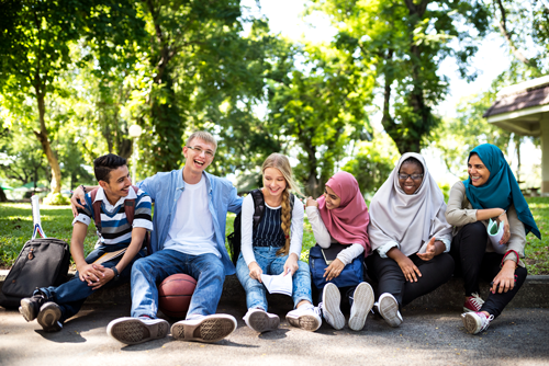 Group of diverse teenagers