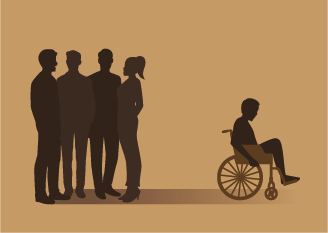 People gossip about a disabled man