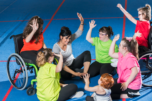 Special needs children in gym