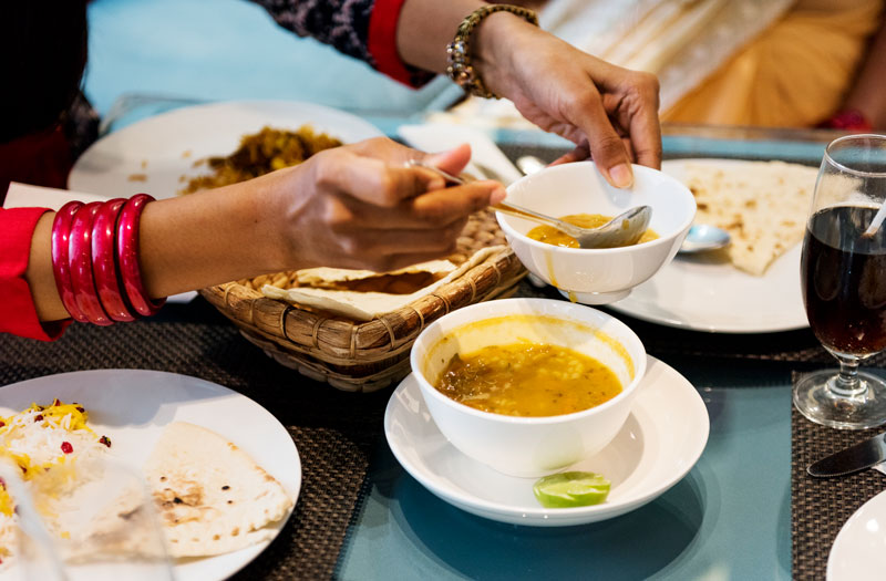 Family having food