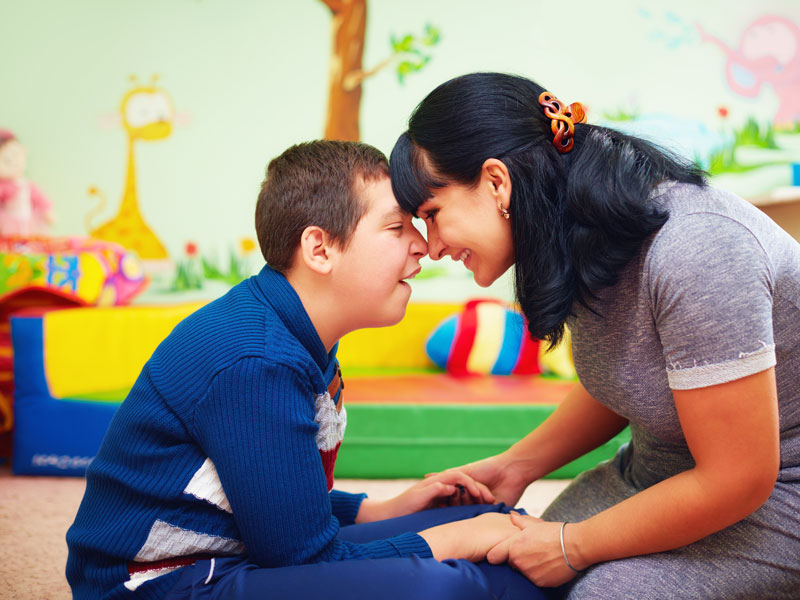 Mother and disabled child