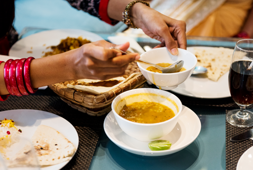 Family having food