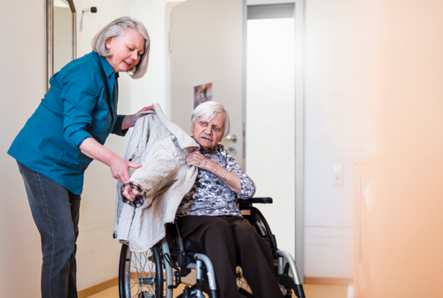 Elderly woman in wheelchair