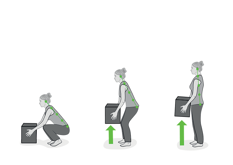 Correct posture for lifting a heavy box