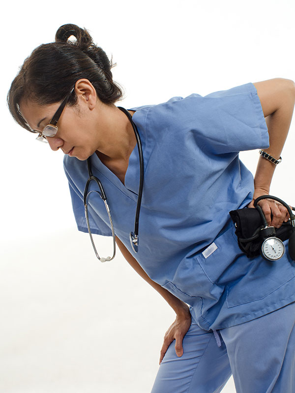 A nurse with back pain