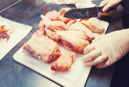 Wearing gloves to handle food