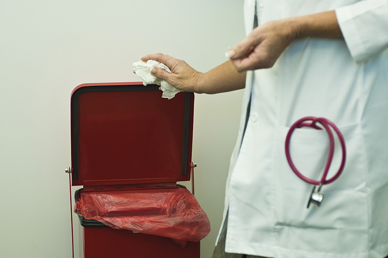 Clinical waste and sharp objects are segregated from general waste