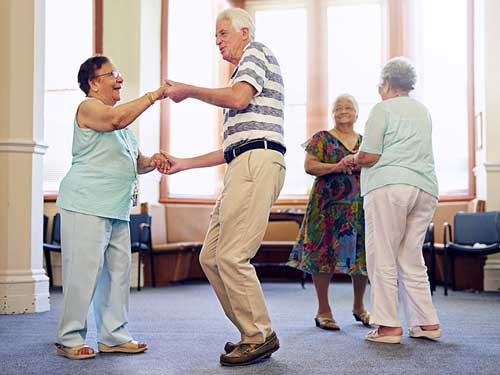 Senior adults dancing