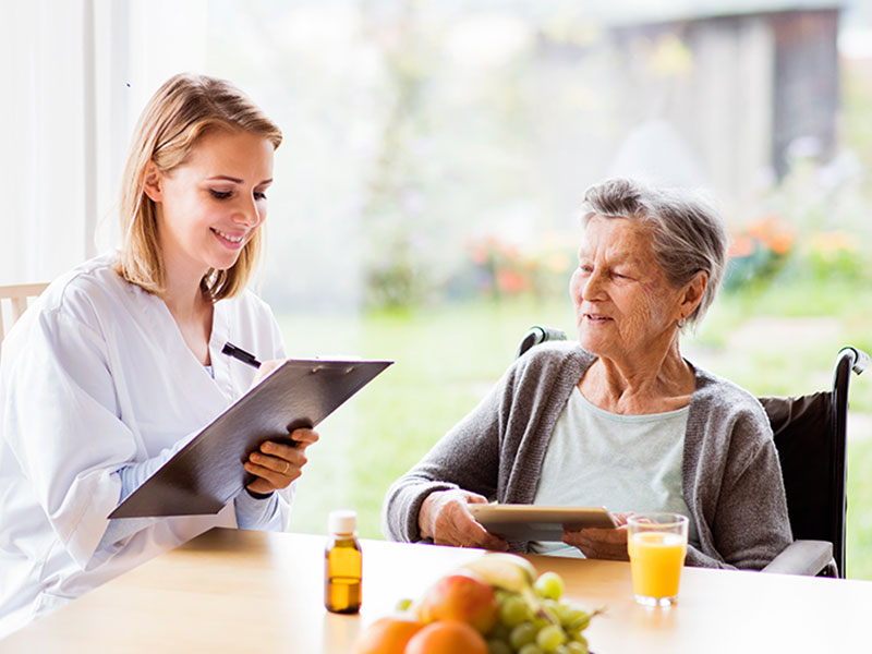 A health visitor and patient