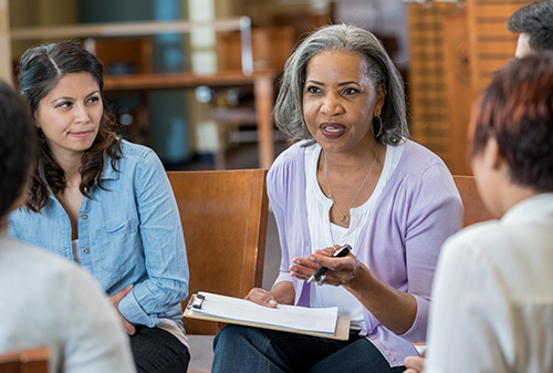 mental health professional with group