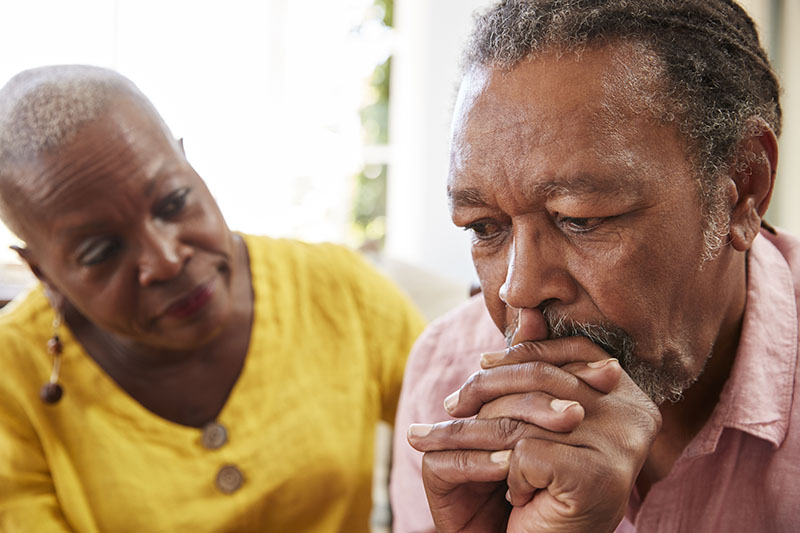 Comforting man with depression