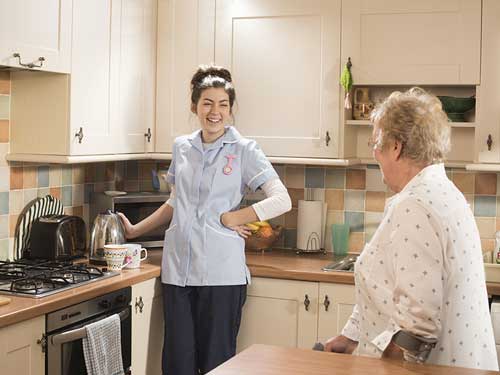 Care worker senior woman