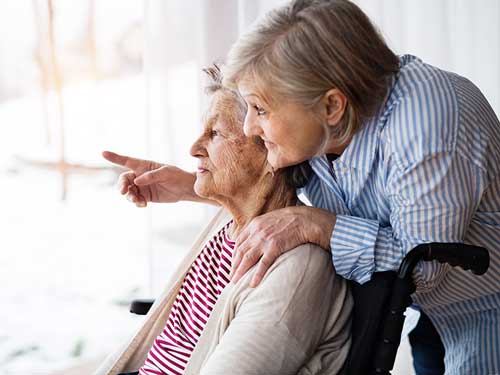 Senior woman in wheelchair