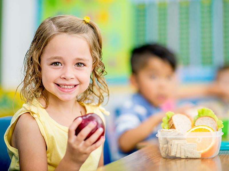 A child eating healthily
