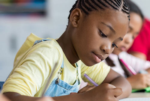 Girl doing school work