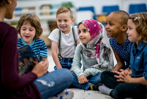 Teacher reading to children