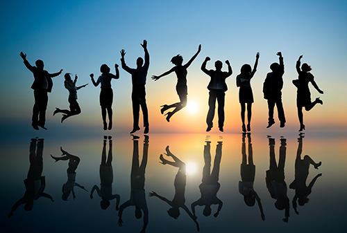 People jumping in the air