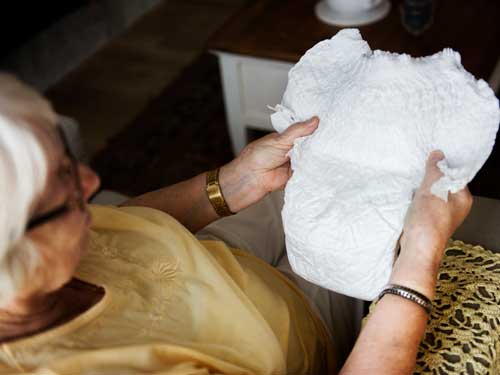 Elderly woman and nappy