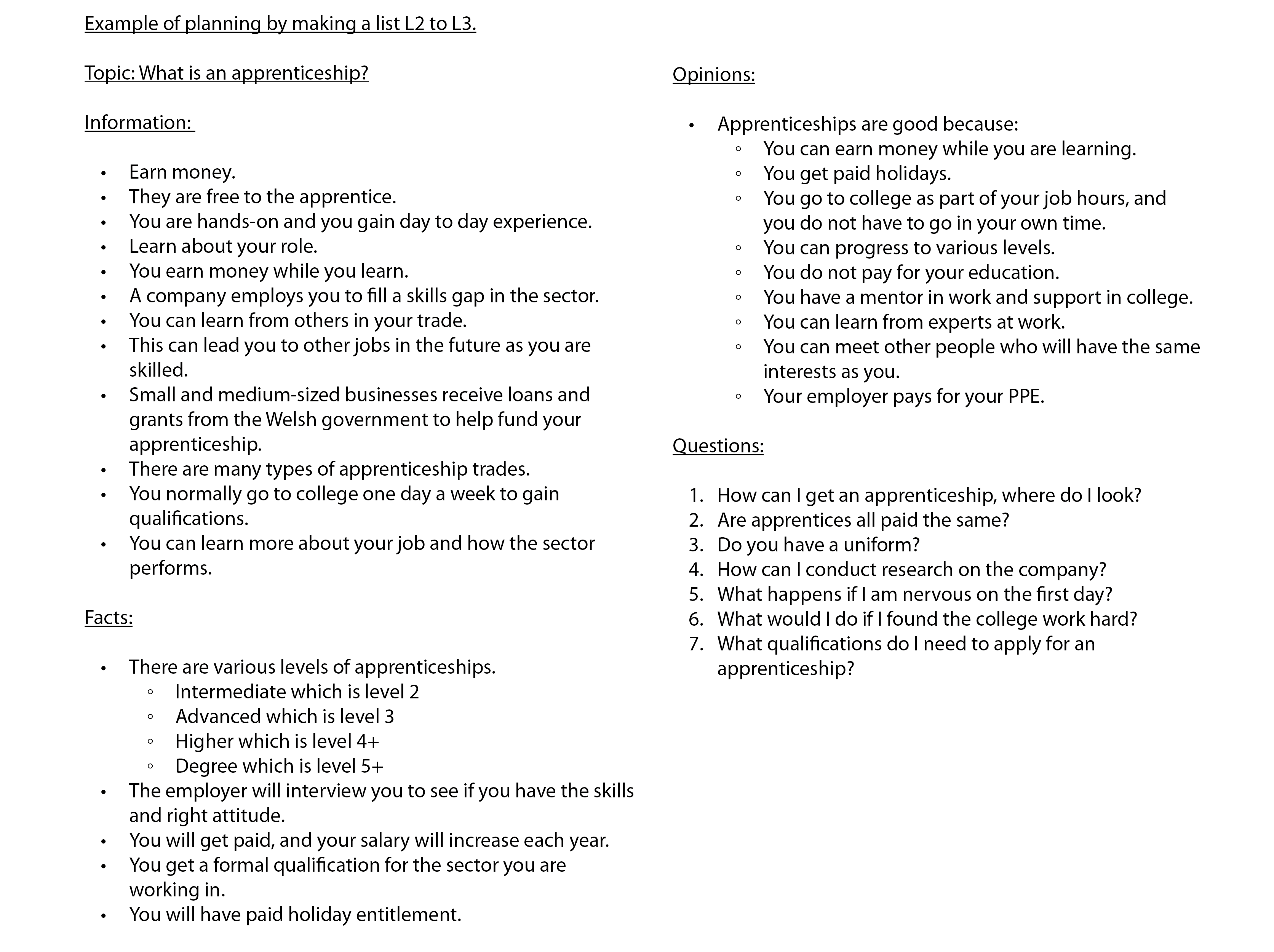Detailed List Example Blended Learning